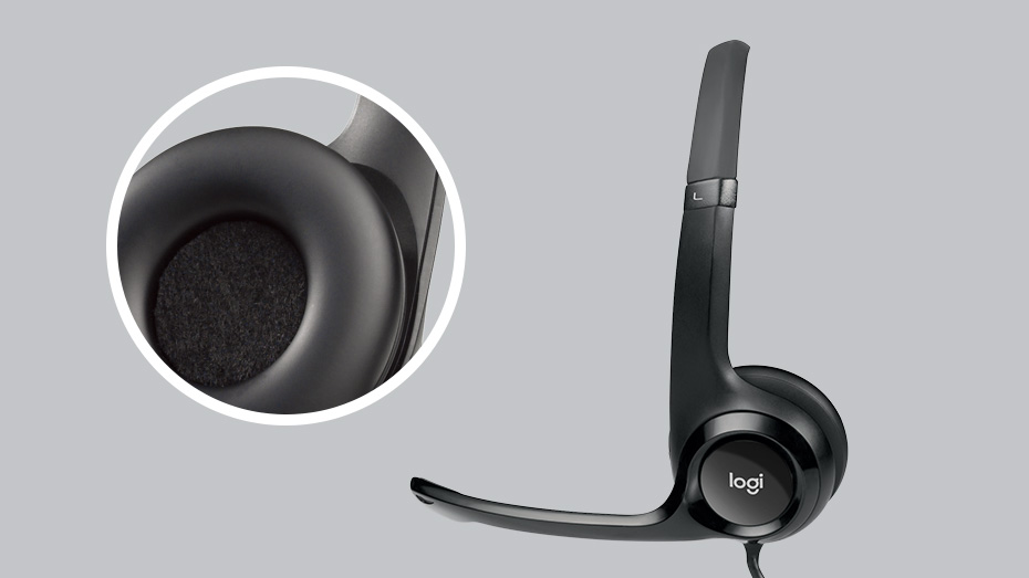 Logitech H390 USB Headset Padded Headband and Ear Cups